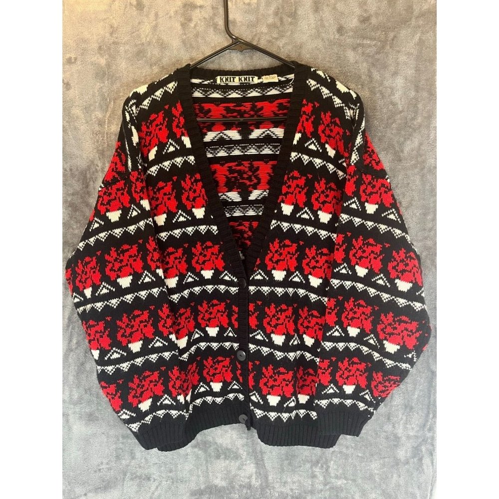 Vintage 80’s /90's Women Cotton Cardigan Knit Size Large